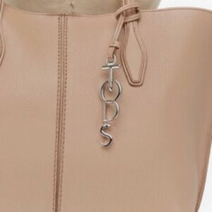 Tod's Joy Tote Leather and Metal Logo Charm Hanging Bag Tag